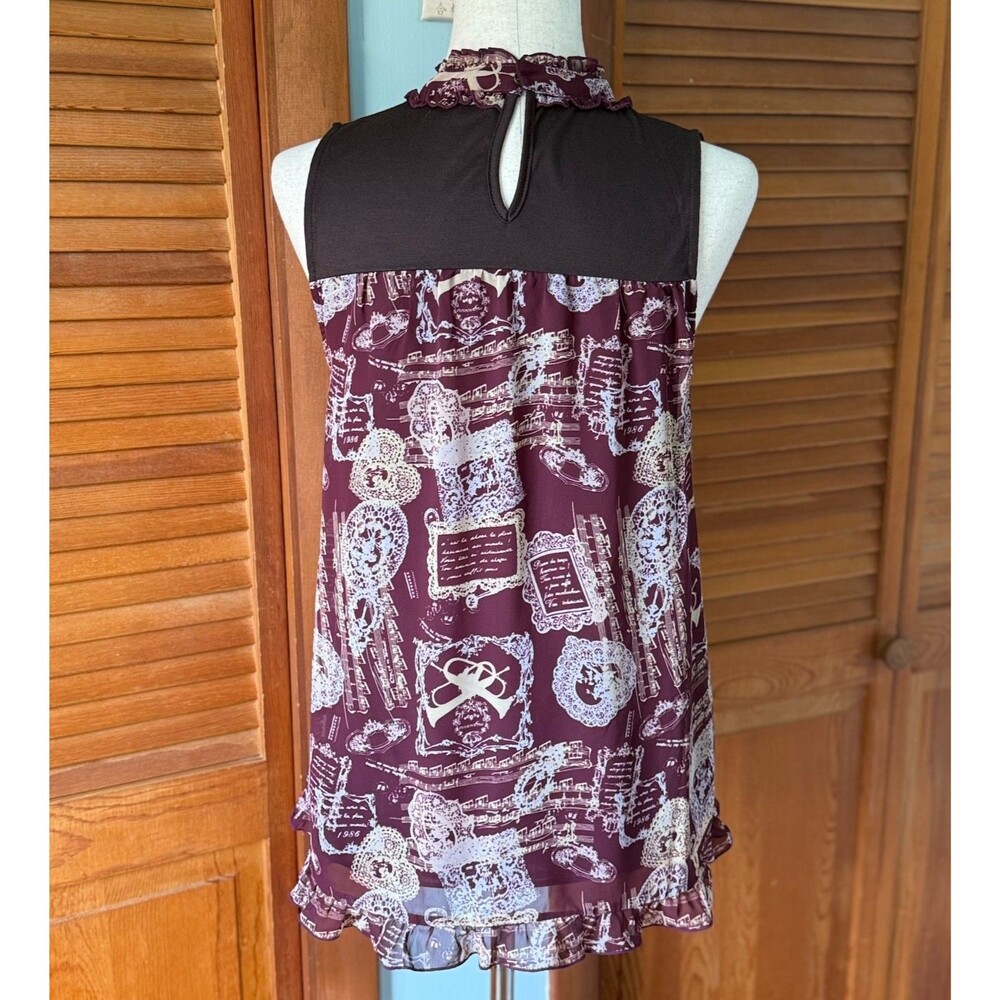 Axes Femme J-fashion Lolita Jirai Gyaru Kawaii Music Brugundy Tunic Top M - Picture 7 of 10